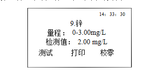 水質中重金屬鋅的檢測結果